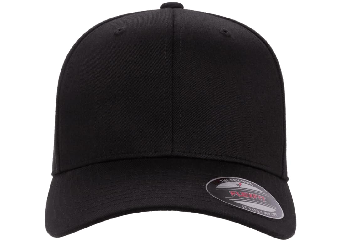 The Hat Pros Original Flexfit Wooly Cotton Twill Cap - Large-X-Large - Black