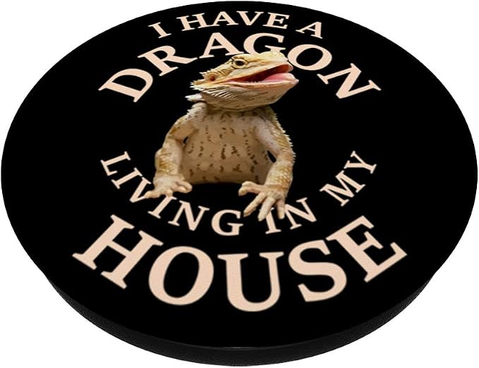 Bearded Dragon Dragon Pogona Barbata Lizard on Black PopSockets Swappable PopGrip