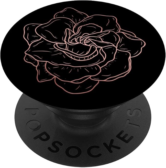 Simple Cute Black Rose Gold Flower Minimalist Aesthetic PopSockets Swappable PopGrip