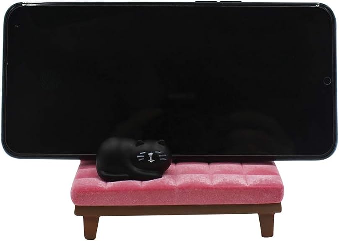 BOLLEY JOSS Desk Cell Phone Holder Stand Pink Sofa with Cute Cat Kitty for Office Free You Hands Home Ornament