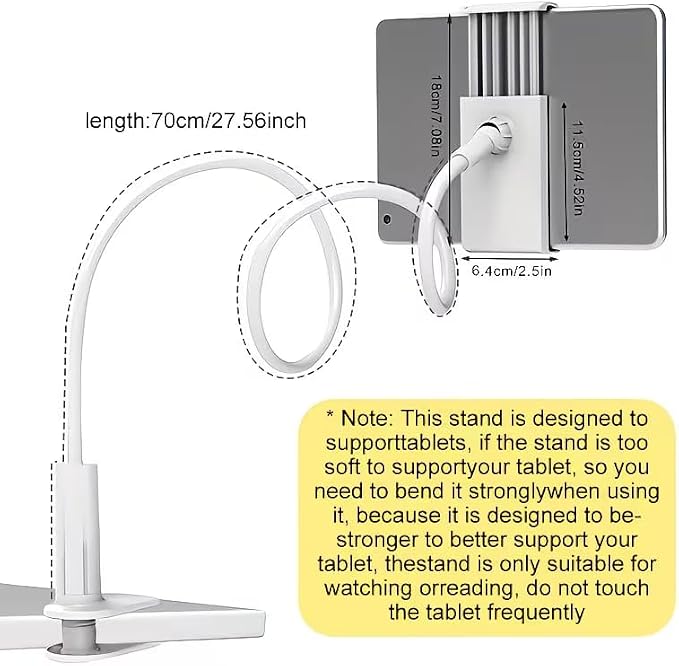 360° Rotating Tablet Phone Holder Spiral Base Lazy Mobile Phone Tablet Bedside Stand Bed Lazy Stand3.3Ft（Black）