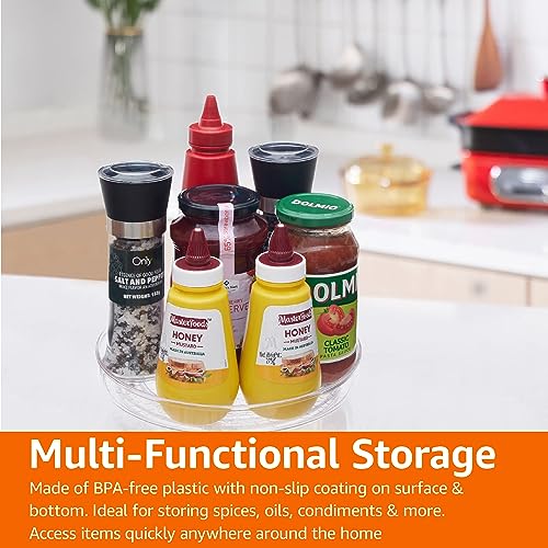 Amazon Basics Clear Rotating Lazy Susan Turntable Organizer for Condiments, 9-Inch, 2-Pack - size: 9" Diameter, 2-Pack