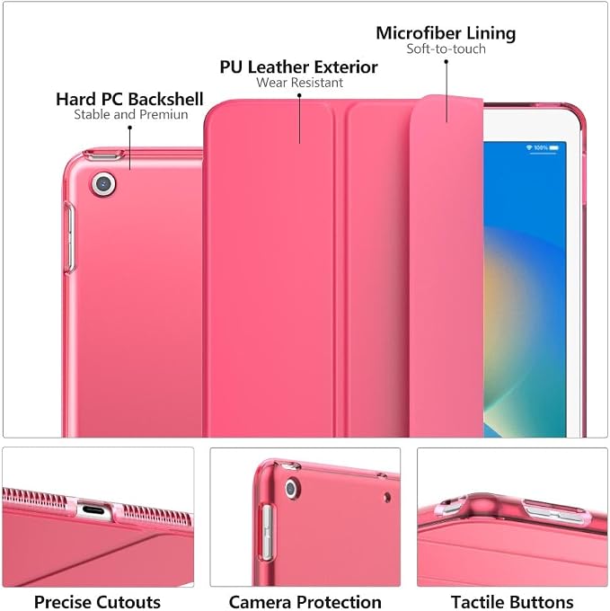 Moko Smart Case for iPad 9th/ 8th/ 7th Generation Case 10.2 InchWatermelon | Slim Stand Hard Back Shell Smart Cover Case with Translucent Frosted Back Auto Wake/Sleep Fit iPad 10.2 Inch 2021/2020/2