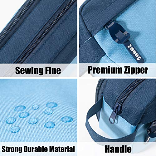 Sooez High Capacity Pencil Case, Big Pencil Bag Pouch Box Organizer Pen Case, Portable Journaling Supplies with Easy Grip Handle & Loop, Asthetic Supply for Girls Adults, Blue - color: Blue
