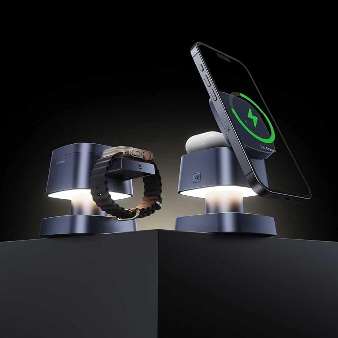 4 in 1 Magnetic Wireless Charging Station15W Fast Charging with Night Light for MagSafe Charger Stand3 in 1 Wireless Charger for iPhone 17/16/15/14/13 Pro MaxApple Watch &amp AirPodsSand Gold