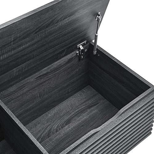 Modway Render 47" Wood Grain Storage Bench in Charcoal - color: Charcoal
