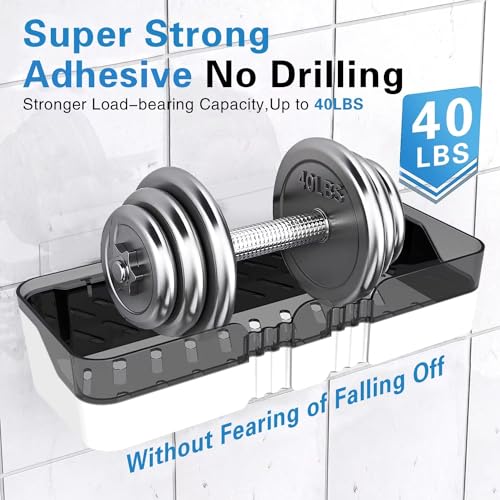 Shower Caddy No Drilling Shower Organizers with Soap Dish Toothbrush Holder and Hooks Plastic Detachable Large Bathroom Countertop Organizer - size: Shower Caddy + Toothbrush Holder + Soap Dish