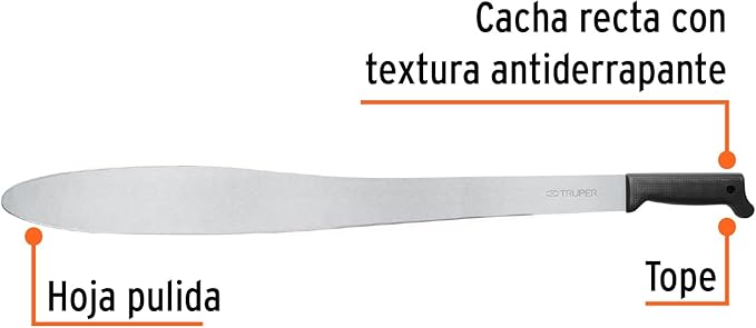 TRUPER T-1173-27B Black Handle Caguayana Style Machetes, Rivetless 27" (69cm)