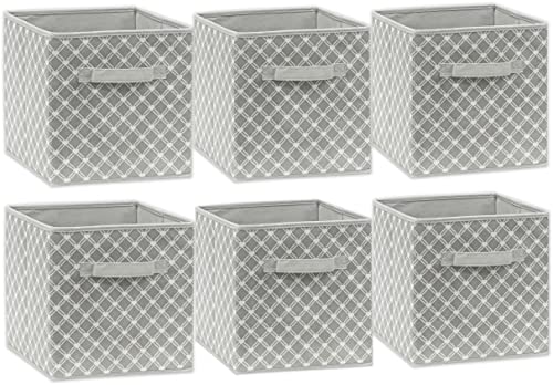 Simple Houseware 11-Inch Foldable Cube Storage Organizer Bin, Geometric Grey, 6 Pack - color: Grey - Geometric