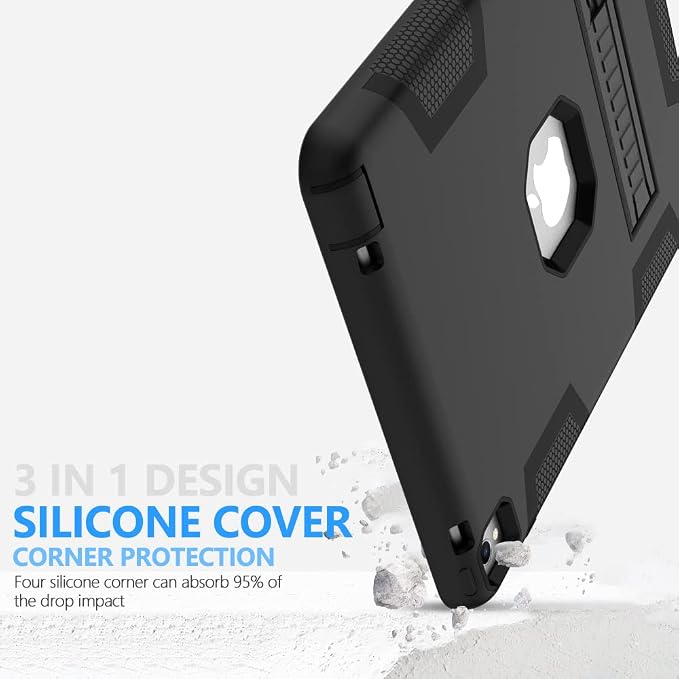 Puxicu Case for iPad 6th / 5th Generation (2018 2017 Model 9.7 Inch) Heavy Duty Rugged Protective Cover for iPad 9.7 Black
