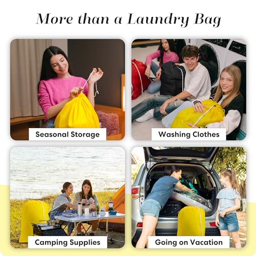 Nylon XL Laundry Bag - Locking Drawstring Closure, Machine Washable, These Large Bags Will Fit a Laundry Basket and Strong Enough to Carry up to Two Loads of Clothes (Yellow | 30" x 40") - color: Yellow, size: 30" x 40"