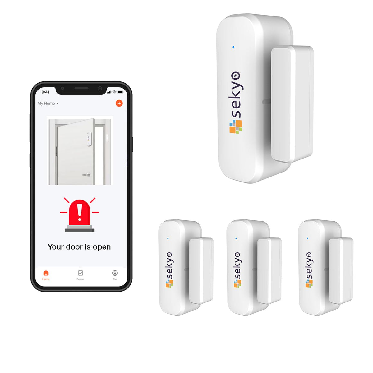 Smart WiFi Door & Window Sensor for Home| No Hub Required | Free App Alert, Works with Tuya Smart Life Devices, Compatible with Alexa, Google Home, Siri (No Siren but Phone Notification)