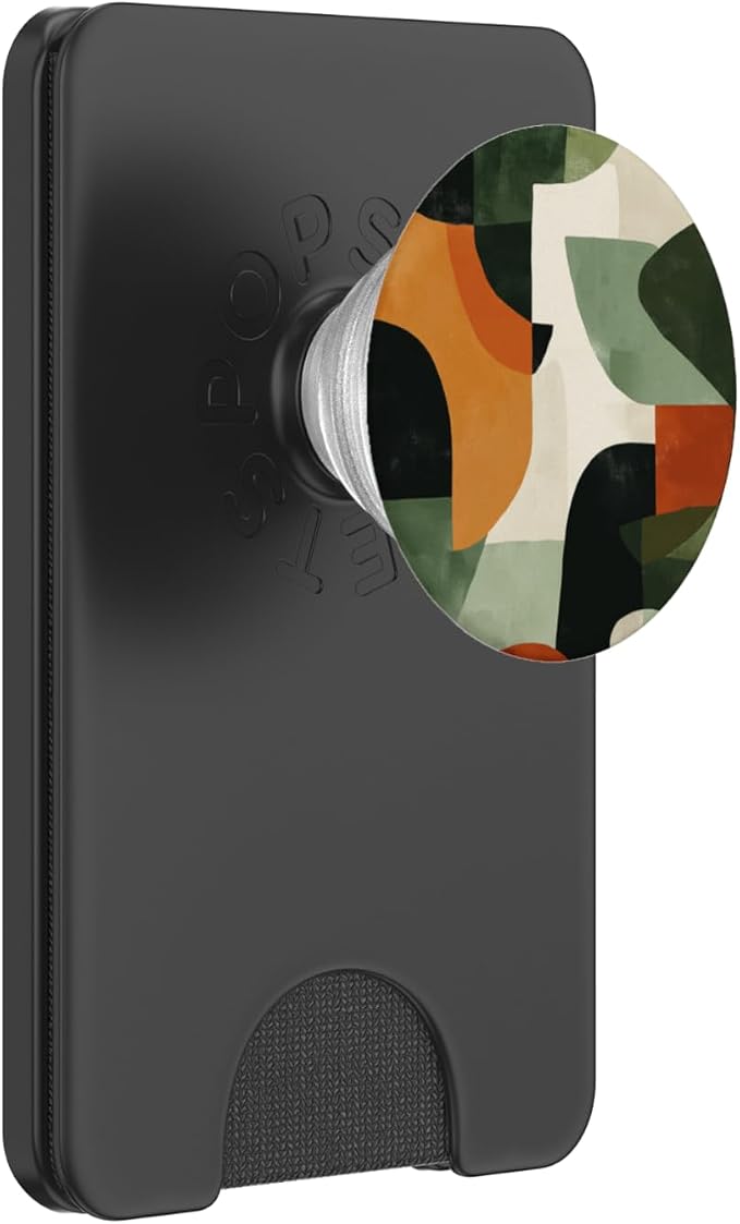 Mid-Century Abstract Design Burnt Orange and Olive Green PopSockets PopWallet for MagSafe