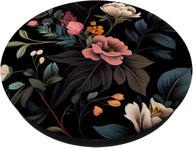 Floral Botanical Pattern Black PopSockets Adhesive PopGrip