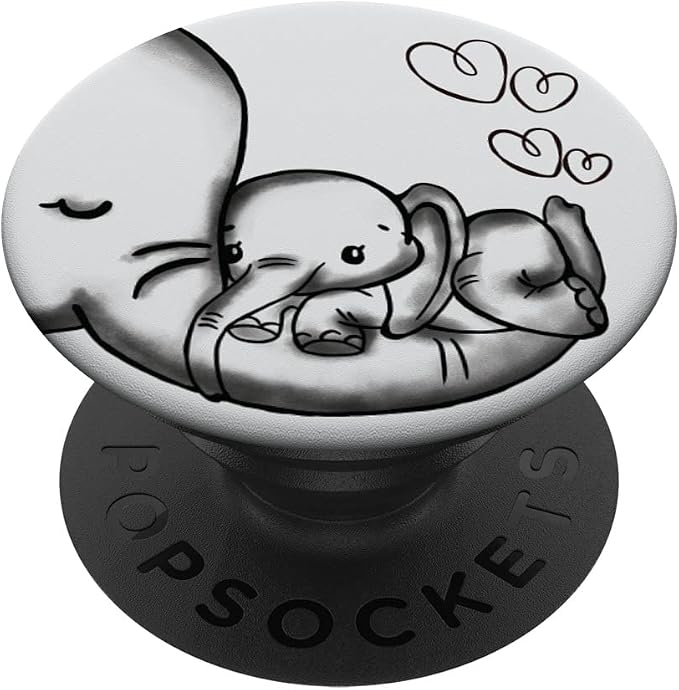 Cute Elephant Mom &amp Baby Elephant Love Beautiful Phone Grip PopSockets Grip and Stand for Phones and Tablets PopSockets Adhesive PopGrip