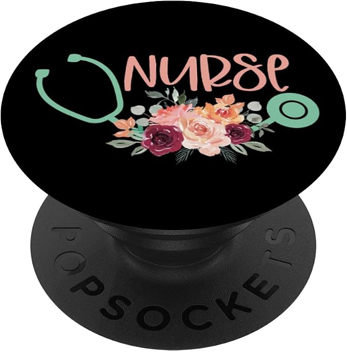 Cute Nurse Stethoscope with Flowers - Nurse Appreciation PopSockets Adhesive PopGrip