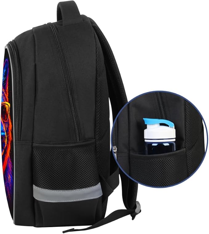 School Backpack for Boys 17" Boys Backpack for Kids Children Teens Elementary Middle School - Students Bookbag Ages 6-18 Travel Back Pack Wolf