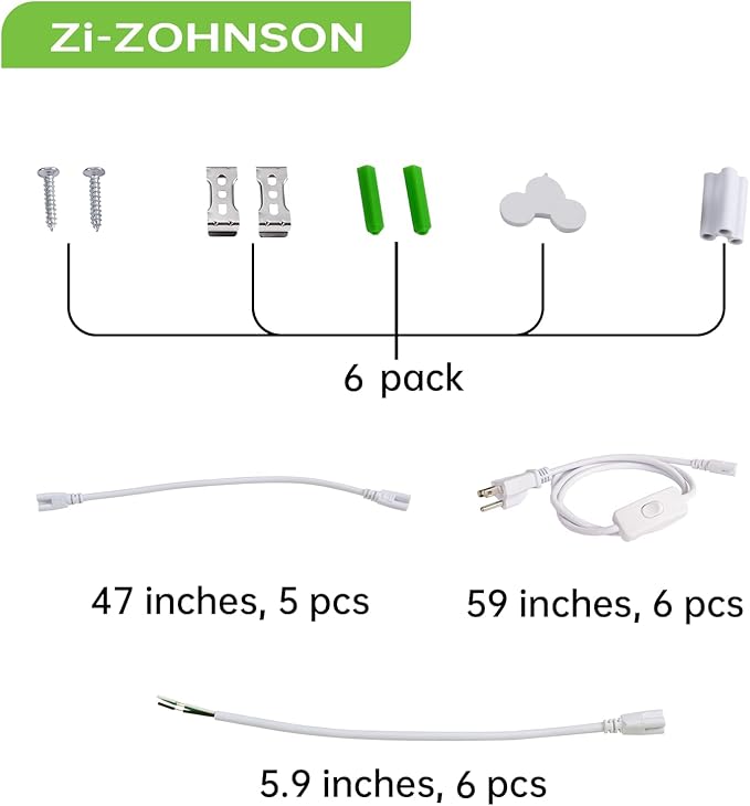 6 Pack Dimmable 4FT Led Shop Lights,30W T8 Integrated LED Tube Light,3000-6500K Tunable,3900LM W Frosted Cover,High Output,Linkable,Plug and Play Lights for Workshop,Garage,Basement,Barn