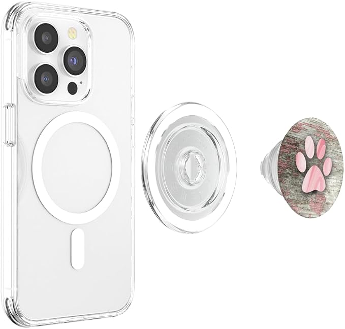 Cell Phone Holder Pop Out Knob Dog Paw Print Light Pink Cute PopSockets Adhesive PopGrip