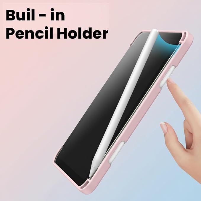 for iPad A16 11 Inch 2025 /for iPad 10th Generation 10.9 Inch 2022 Cute iPad Black Case with Pencil Holder-[Auto Wake/Sleep] Trifold Stand Soft TPU Protective Cover Pink Bows