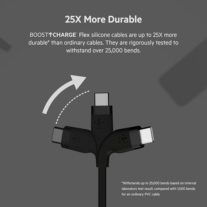 Belkin USB A to USB C Cable 6.6ft iPhone Charger Cord | soft-touch silicone finish includes cable clip iPhone 17 Samsung Galaxy S25 Pixel 9 Nintendo Switch 2 everyday cable