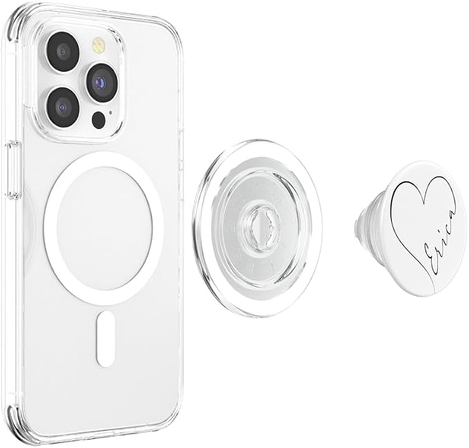 Erica Name Minimalist Heart Line Personalized White PopSockets Adhesive PopGrip