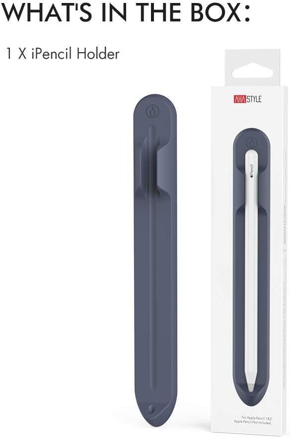 AHASTYLE Removable iPencil Holder [Magnetic Attach] Strong Adhesive Holder Sticker Silicone for Apple Pencil 1st &amp 2nd Generation (Black) | [Magnetic Attach] Strong Adhesive Holder Sticker for iPa