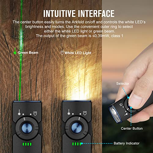 OLIGHT Arkfeld EDC Flat Flashlight, 1000 Lumens White LED Light with Green Beam Combo, Power by Rechargeable Built-in Battery for Outdoors, Emergency, Work (Black CW)
