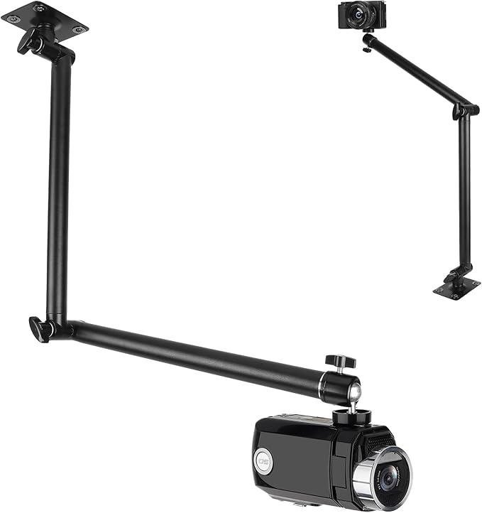 Mippko Articulating Camera Wall Mount with 1/4"-20 Threaded Compatible with DSLR/Security/Webcam/Action/LED Light/CCTV POV Camcorder Cameras,Adjustable Aluminium Alloy Arm Metal Base