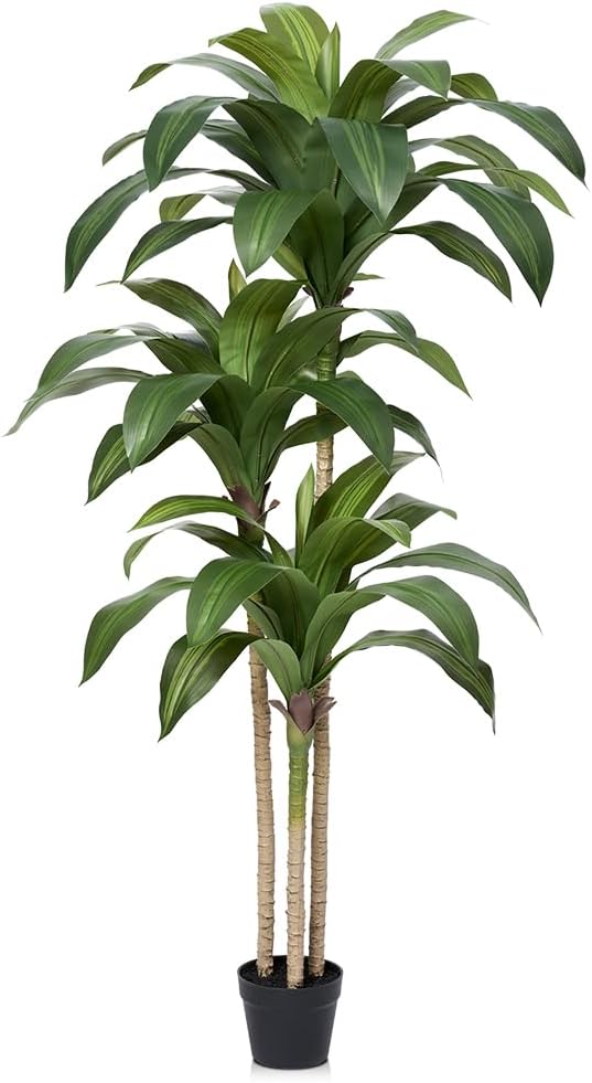 Artificial Dracaena Tree, 5FT Tall Fake Plants with UV Resistant Leaves, Faux Tropical Yucca Trees for Indoor Outdoor, Potted Large Floor Plant for Home Decor Living Room Porch, VN123
