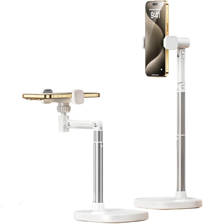 Adjustable Cell Phone Stand360° Rotating Lifting Mobile Phone Holder | for DeskVideo Recording HomeOffice Compatible with All iPhone for Galaxy