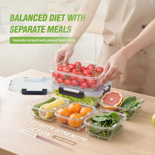 [10-Pack Glass Meal Prep Containers with Lids, Food Storage Containers with Snap Locking Lids, Airtight Lunch Containers, Microwave, Oven, Freezer and Dishwasher,Black - color: Black, size: 10-Pack-Black
