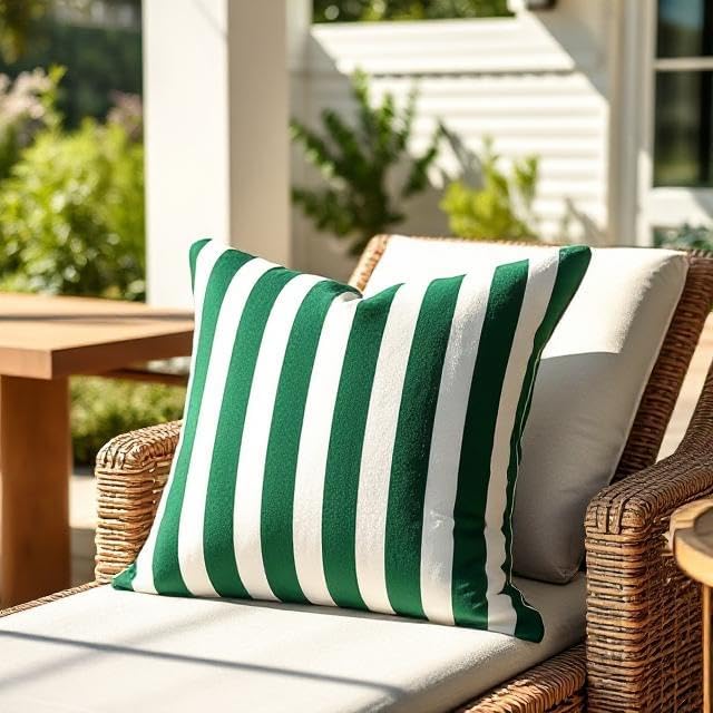 RSH DECOR: Sunbrella Square Throw Pillows Set of 4 | 24" x 24" | Water and Fade-Resistant Performance Fabric | Outdoor Pillow Covers with Down-Alternative Inserts | Mason Forest Green