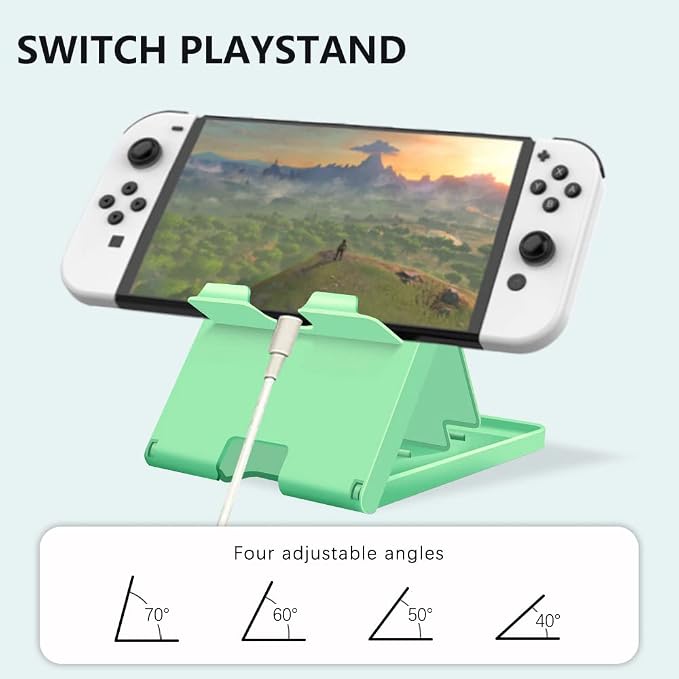 Stand Compatible with Nintendo Switch Adjustable Switch Playstand Foldable Phone Stand for Desk Compact &amp Portable Switch Holder Accessories (Black)