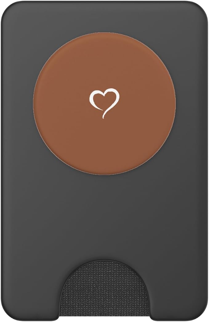 Saddle Brown Hand Drawn Heart Minimalist Love PopSockets Adhesive PopGrip