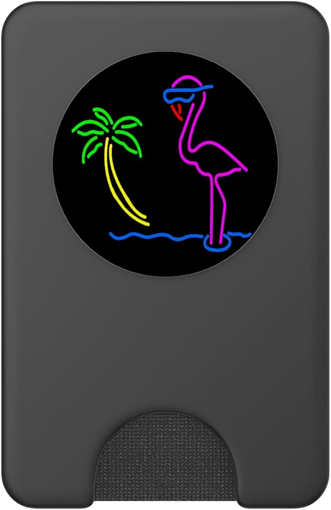 Neon Pink Flamingo Tropical Colorful Artwork Pop-Socket PopSockets Adhesive PopGrip
