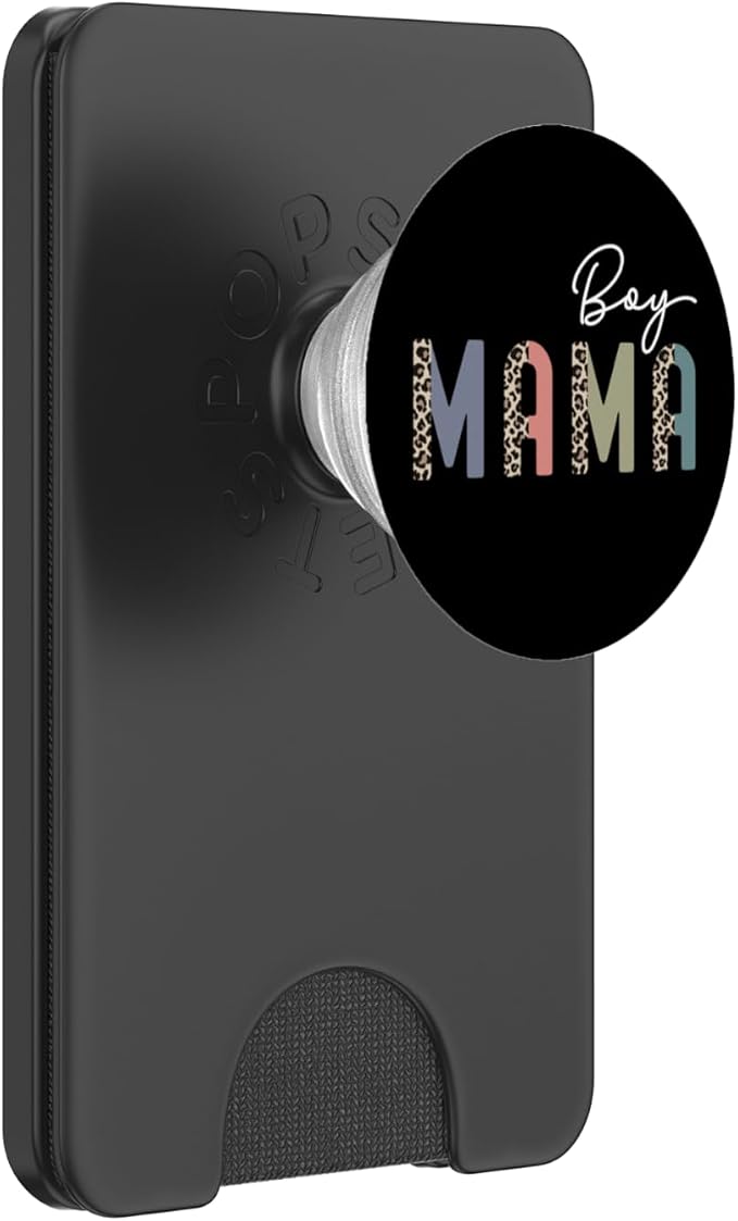 Boy Mama Simple Leopard Text Mom of Boys Cute Mothers Day PopSockets Adhesive PopGrip