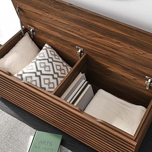Modway Render 47" Wood Grain Storage Bench in Walnut - color: Walnut