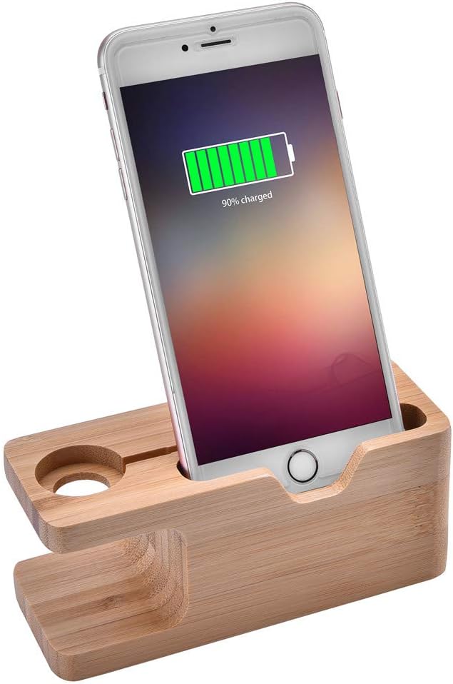 Bamboo Cell phone Charging Station Dock Wood Charging Station Wooden Phone Stand for &amp