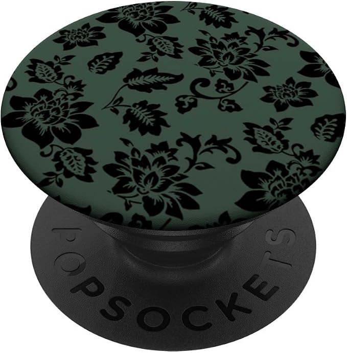 Black Hunter Green Floral PopSockets Adhesive PopGrip