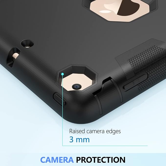 Puxicu Case for iPad 6th / 5th Generation (2018 2017 Model 9.7 Inch) Heavy Duty Rugged Protective Cover for iPad 9.7 Black