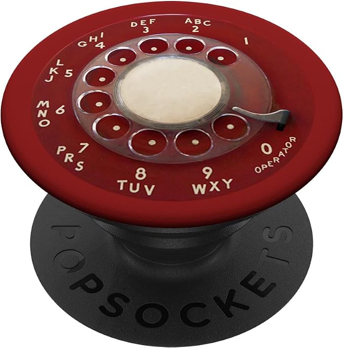 Red Rotary Phone Dial Retro Mid Century Vintage Dial PopSockets Adhesive PopGrip