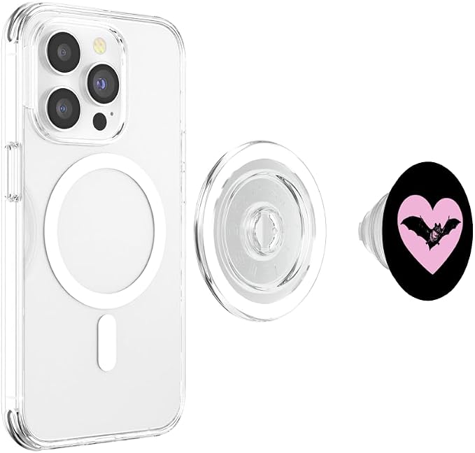 Gothic Bat Red Heart Goth Halloween Valentine's Day PopSockets Adhesive PopGrip