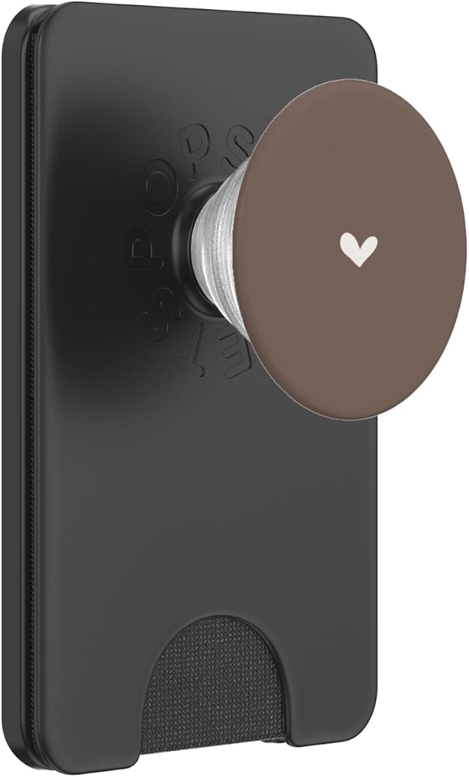 Dark Sand Beige Simple Heart Chic Feminine PopSockets PopGrip for MagSafe