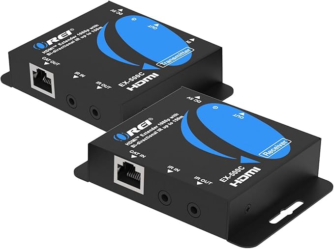 OREI HDMI Over Ethernet Extender with HDMI Loop Out, Bi-Directional IR, and PCM2.0 Audio – Extend 1080p@60Hz Up to 492ft Over CAT6/7