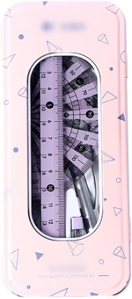 LABANCA 7 Pcs Compass Set with Protractor Rulers Drafting Tools Kit for Math Geometry (Y-Pink)