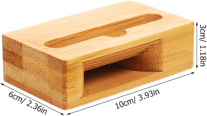Bamboo Wood Phone Stand with Sound Amplifier Universal Mobile Phone Desktop Holder for Watching Videos and Calls Compact 3.9X2.4X1.2 Inches
