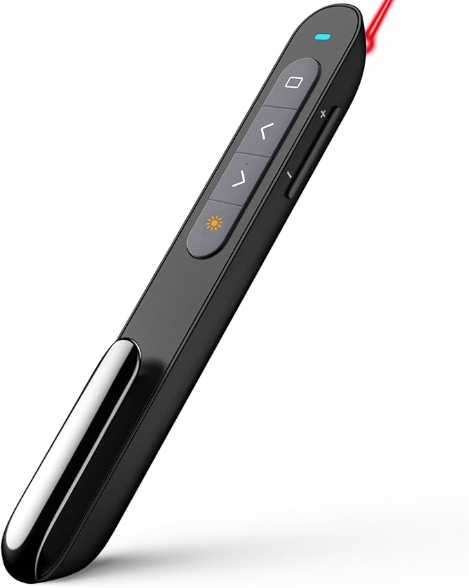 Norwii Rechargeable Bluetooth Presentation Clicker, Wireless Presenter, PowerPoint Presentation Remote with Pointer, Slide Clicker with 328ft Range for Teacher and Presenter, macOS Applicable