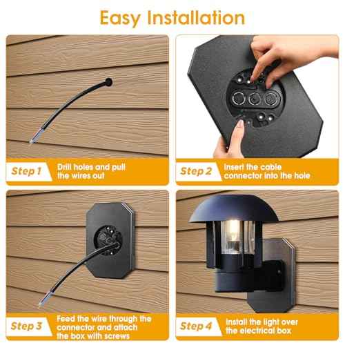 3-Pack FreeCat 8141DBL Siding Mounting Blocks,Bulk Set for Outdoor Lights & Cameras,Fits 1/2" Double Vinyl Siding, Includes Built-in Electrical Boxes & Full Hardware Kit,Black