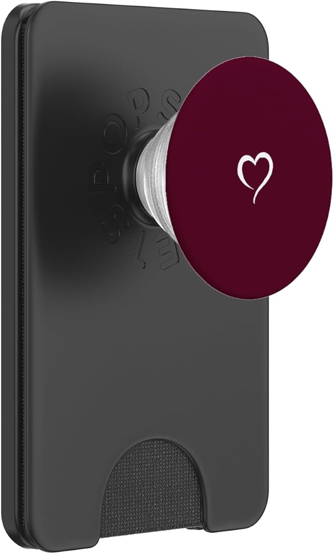 Burgundy Dark Wine Red Hand Drawn Heart Minimalist Love PopSockets Adhesive PopGrip